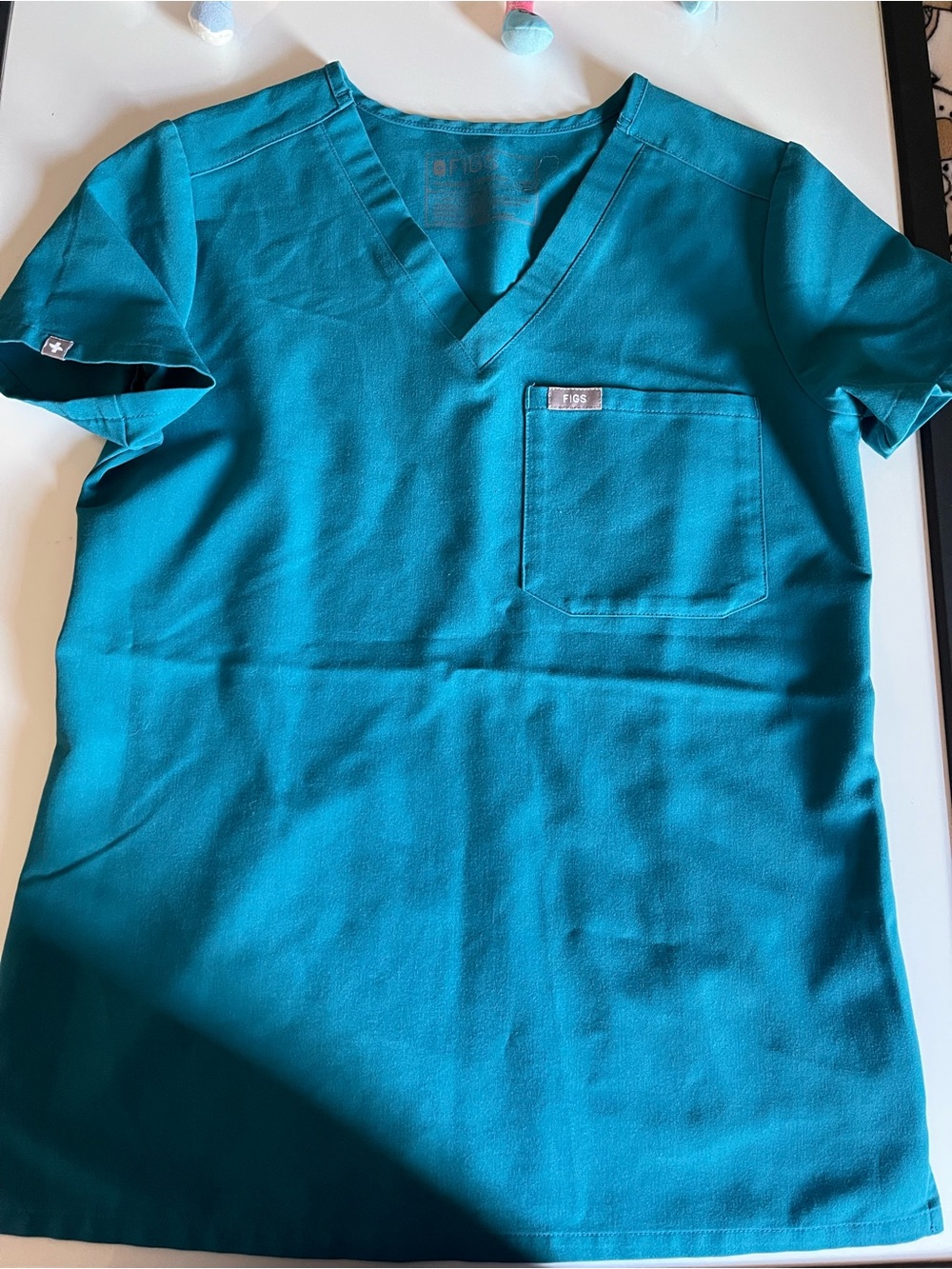 FIGS Teal V-Neck Scrub Top